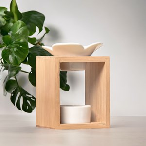 Brûle-parfum bois et céramique plumeria