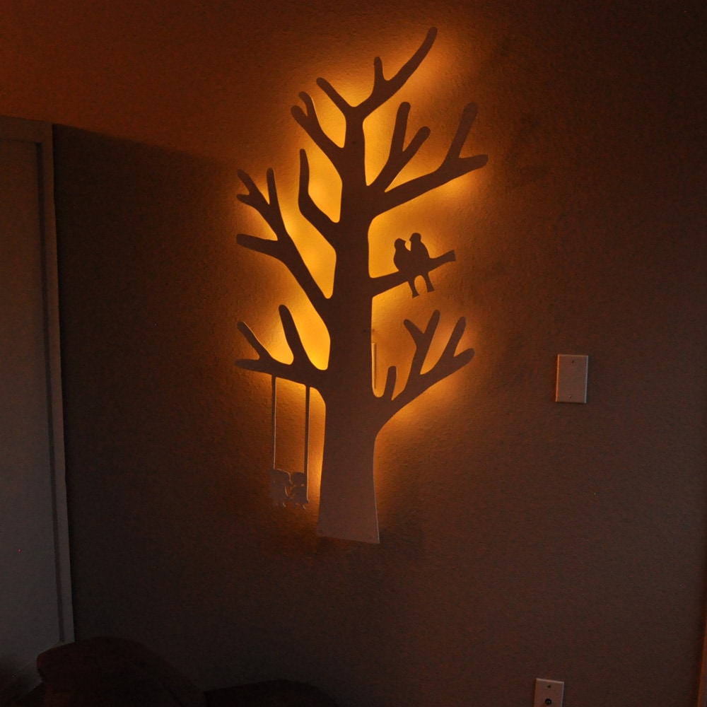 Décor bois lumineux mural - arbre - xl (