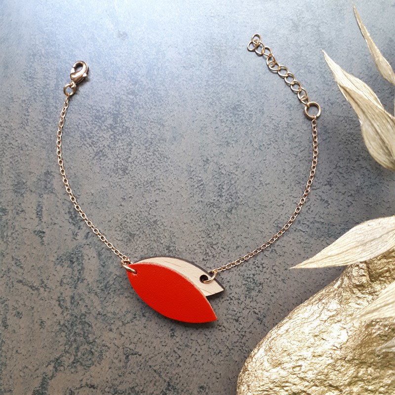 Bracelet mini petale rouge
