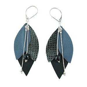 Boucles d'oreilles en cuir tulipe nuit