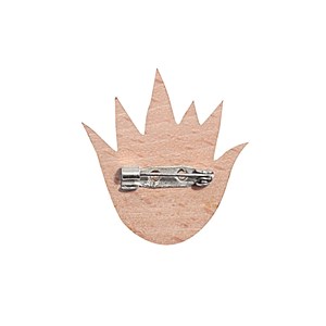 Broche aloe mordore en bois et cuir