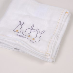 Lot de 3 langes coton bio pompom