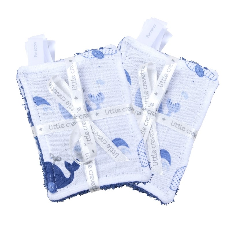 Little Crevette - Lot 12 lingettes lavables baleine