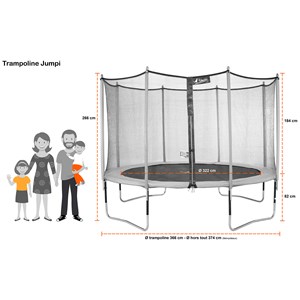 Trampoline jumpi taupe-vert 360