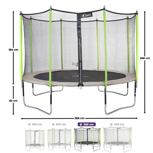 Trampoline jumpi taupe-vert 360