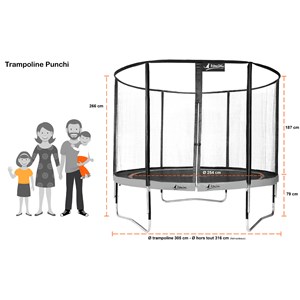 Trampoline punchi bleu 300