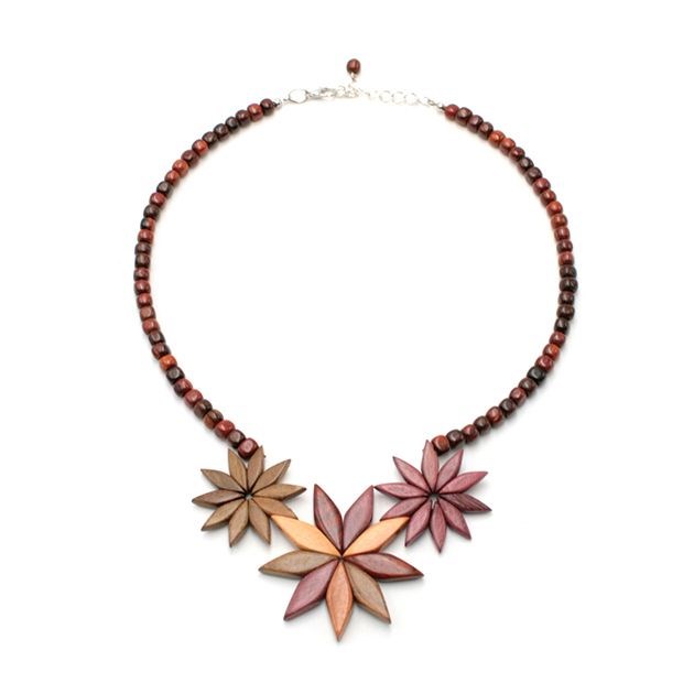 Essenciel - Collier en bois rosace flora