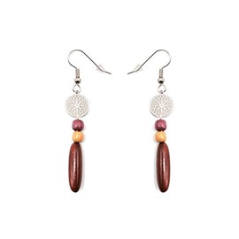 Boucle d'oreille bois et filigrane