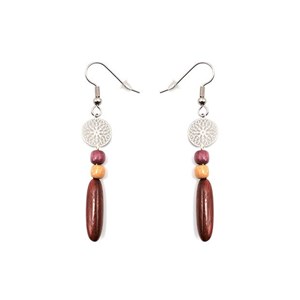 Boucle d'oreille bois et filigrane