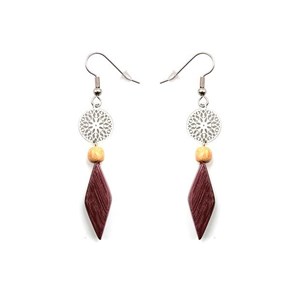 Boucle d'oreille bois et filigrane