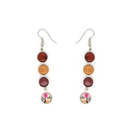 Boucle d'oreille bois et cabochon