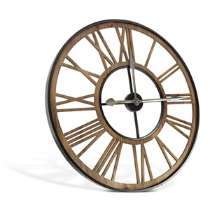 Grande horloge ancienne forge bois
