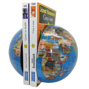 Serre livres globe 15 cm turquoise nacré