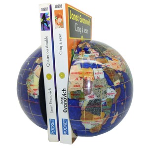 Serre livres globe 15 cm bleu navy nacré