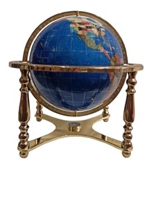Globe terrestre 33cm 4 pieds dorés navy