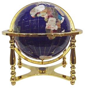 Globe terrestre 33cm 4 pieds dorés bleu