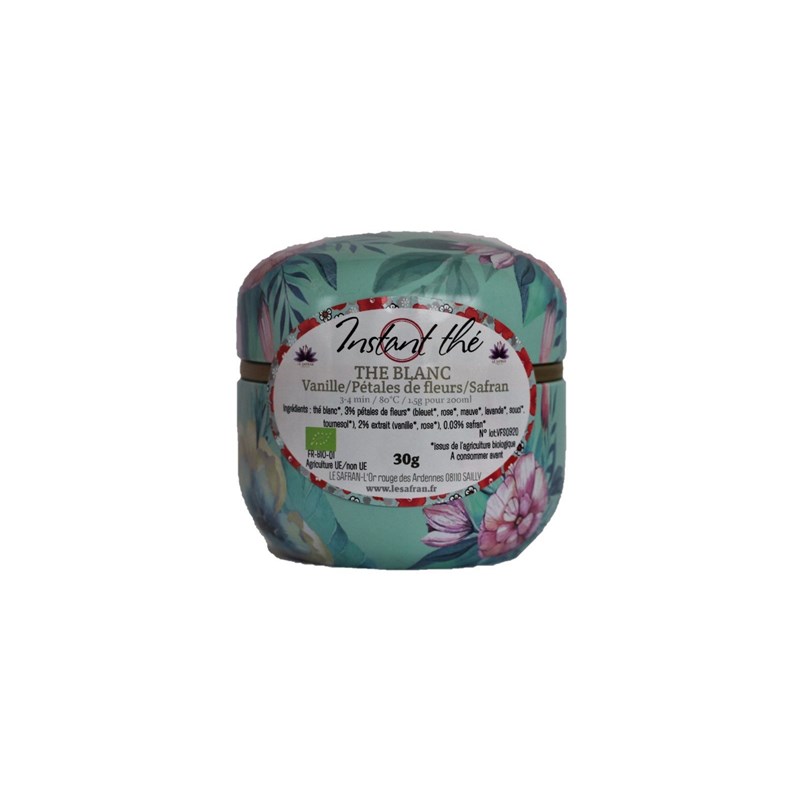 Thé blanc bio vanille-fleurs-safran,30g