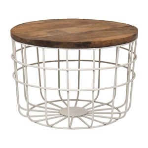 Table basse bois grid blanche