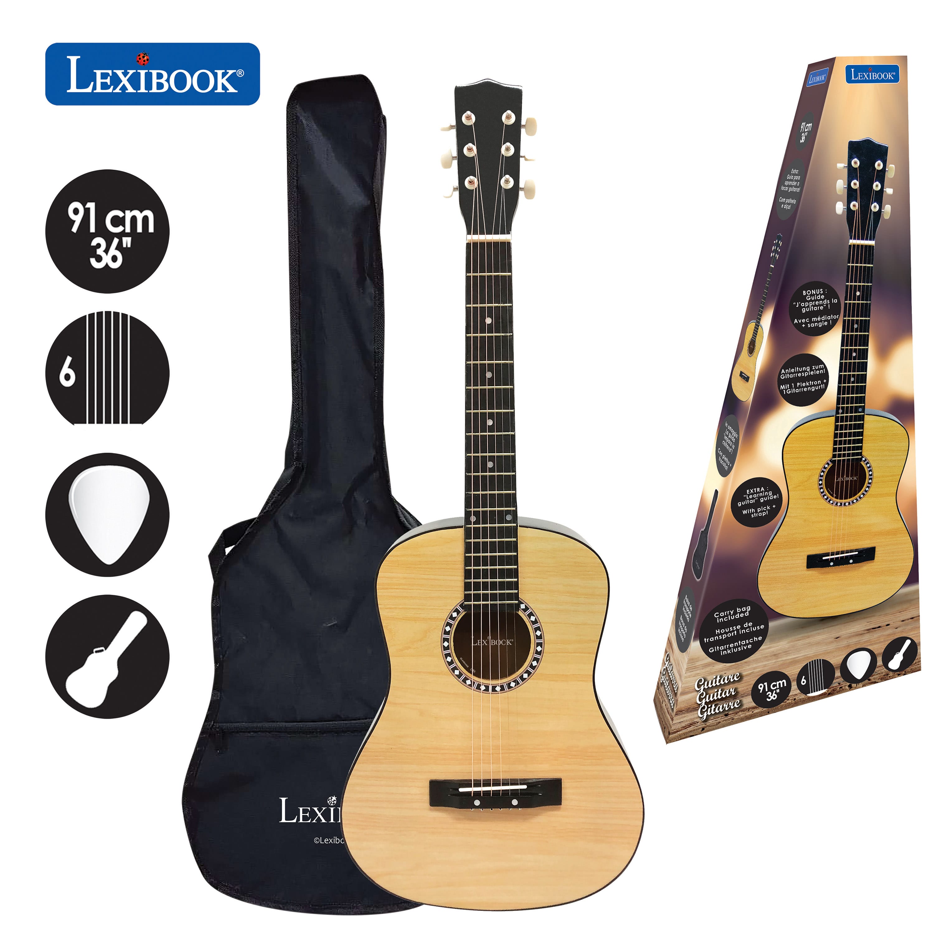 Baodanh Guitare acoustique portable en bois pour enfants débutants 53 cm 53,3 cm Mixing color 2 