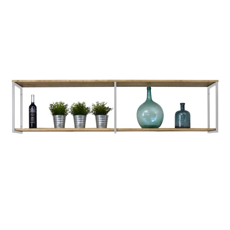 DSMeubles - Étagère murale double 30x160x47 blanc