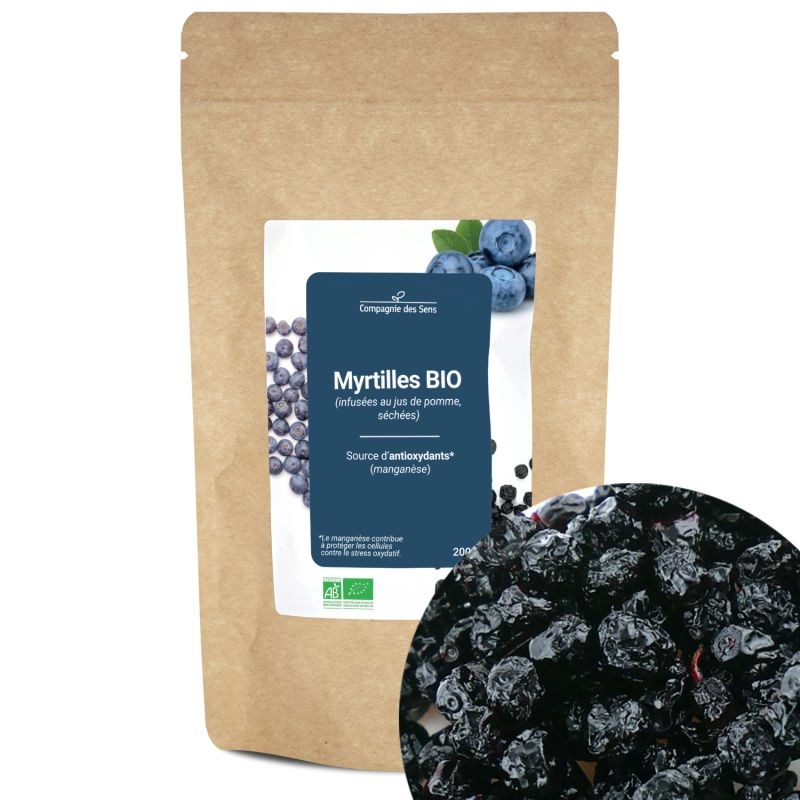 La Compagnie des Sens - Myrtilles bio - 200g (infusées au jus de pomme, séchées) - source d'antioxydants