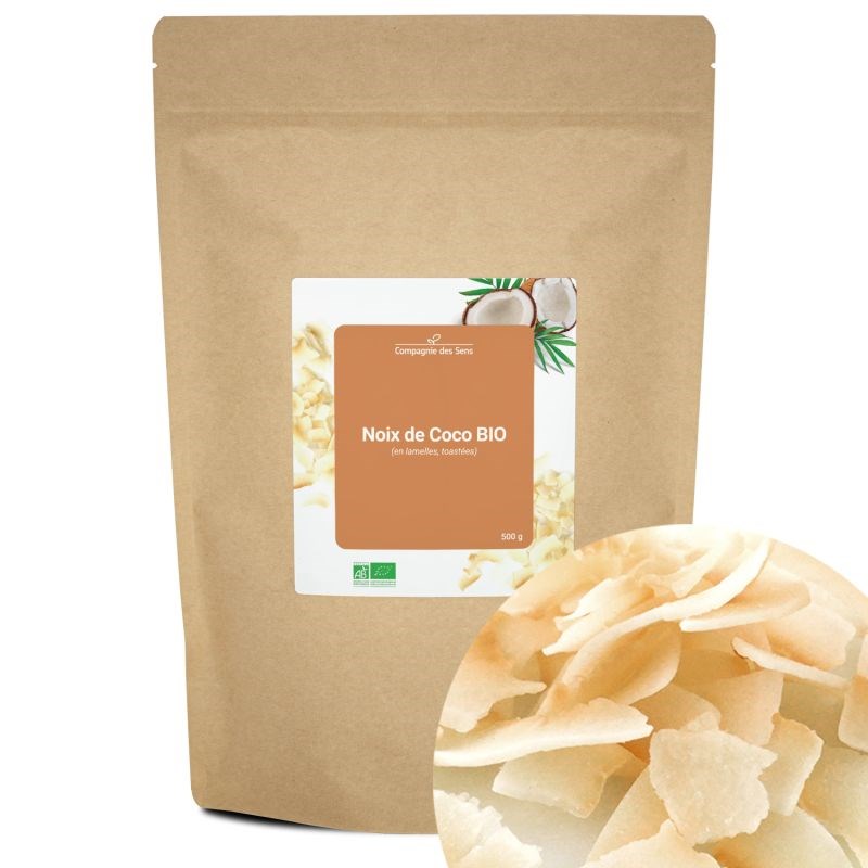 Noix de coco bio - 500g (en lamelles, toastées)