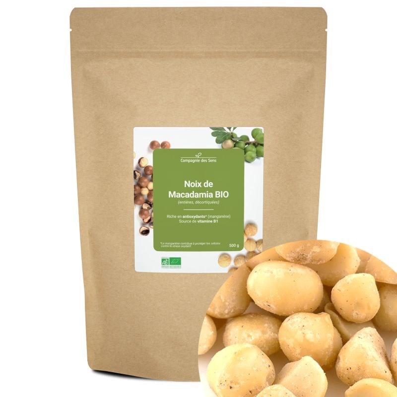 La Compagnie Des Sens - Noix de macadamia bio - 500g (entières, décortiquées) - riche en antioxydants