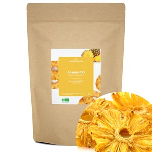Ananas bio - 500g (en rondelles, séchés) - source d'antioxydants