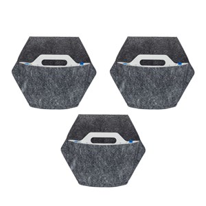 Pack 3 pots textile à arrosage, gris