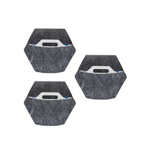 Pack 3 pots à couverture textile, gris
