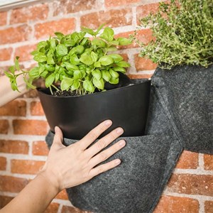 Pack 3 pots à couverture textile, gris