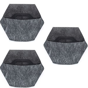 Pack 3 pots à couverture textile, gris