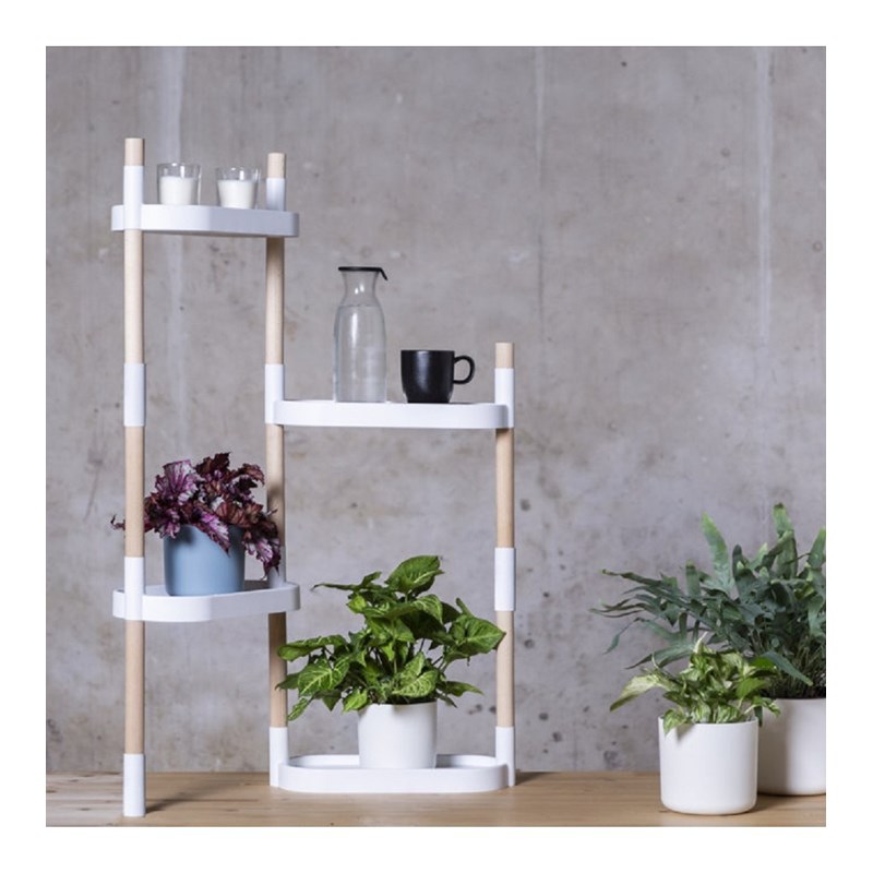 Étagère pour plantes à 4 plateaux banche
