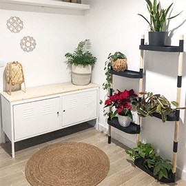 Étagère pour plantes à 4 plateaux noire