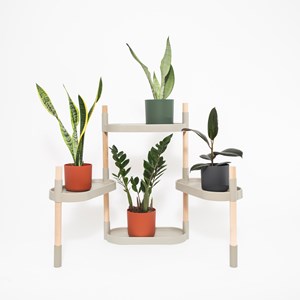 Étagère pour plantes à 4 plateaux grise