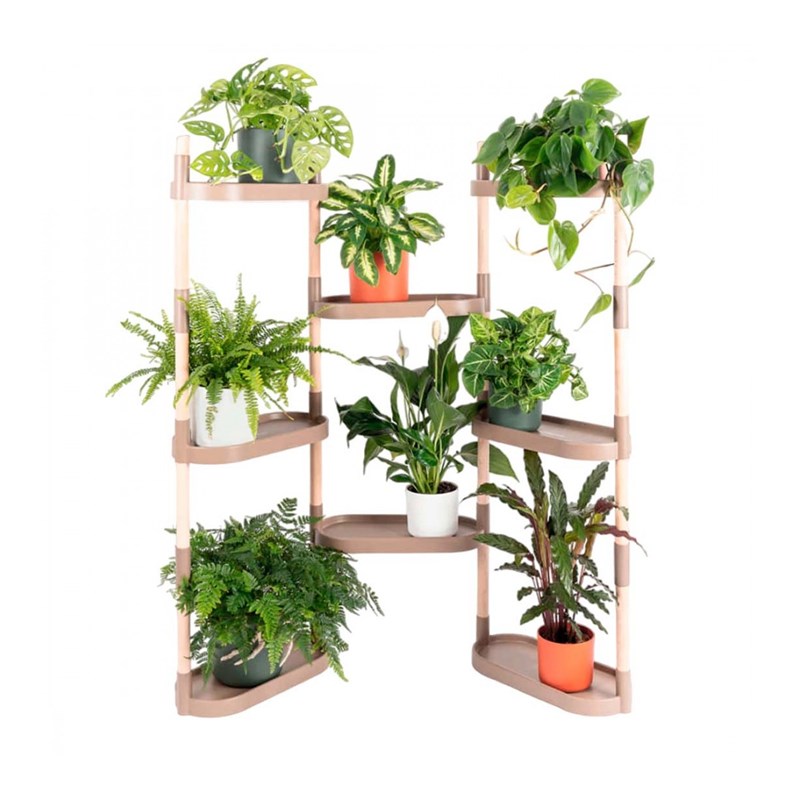 Étagère modulaire pour plantes en couleur écorce de pin à 8 plateaux