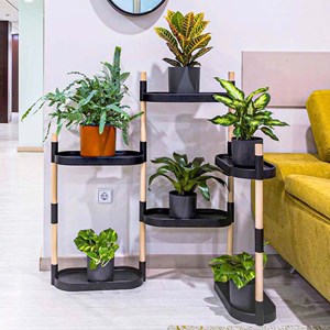 Étagère pour plantes à 6 plateaux noire