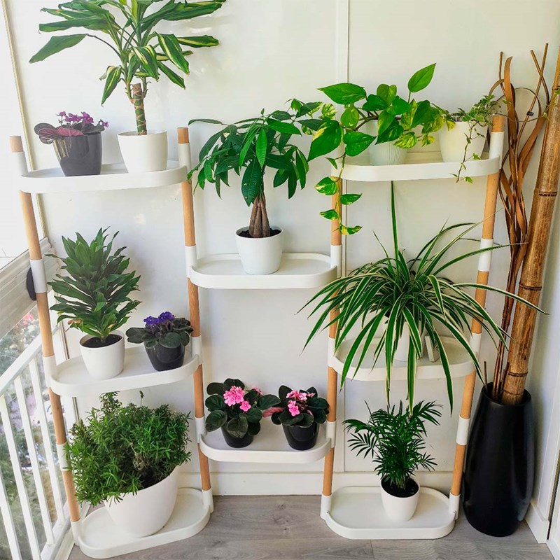 Étagère modulaire pour plantes blanche à 8 plateaux