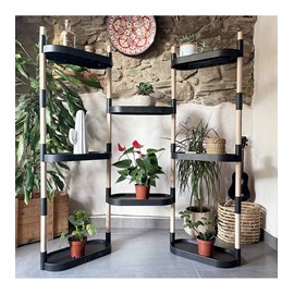 Étagère pour plantes à 8 plateaux noire