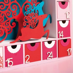 Calendrier de l'avent bois carré 39 x 39