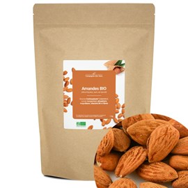 Amandes bio - 1kg (décortiquées, sans sel ajouté) - source d'antioxydants