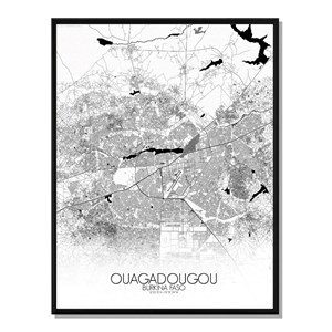 Ouagadougou carte ville city map n&b