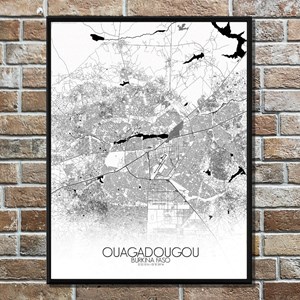 Ouagadougou carte ville city map n&b