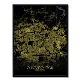Ouagadougou carte ville city map nuit