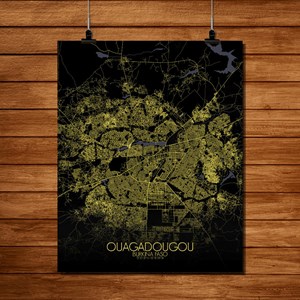 Ouagadougou carte ville city map nuit
