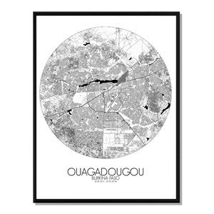 Ouagadougou carte ville city map rond