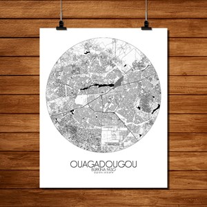 Ouagadougou carte ville city map rond
