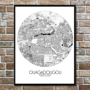 Ouagadougou carte ville city map rond