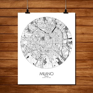 Milan carte ville city map rond