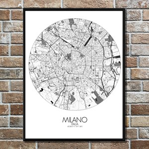 Milan carte ville city map rond